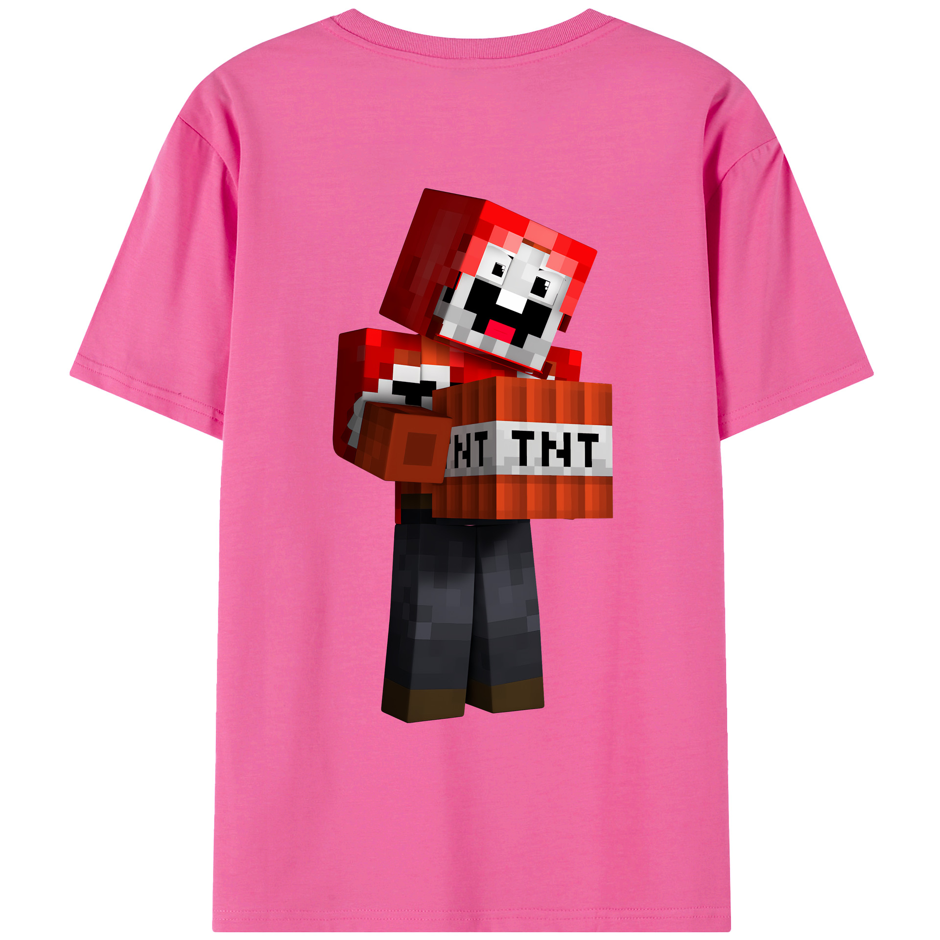 （画像用） マインクラフト ブロックの世界 Minecraft MC Block world レディース半袖Tシャツ(バックプリント)